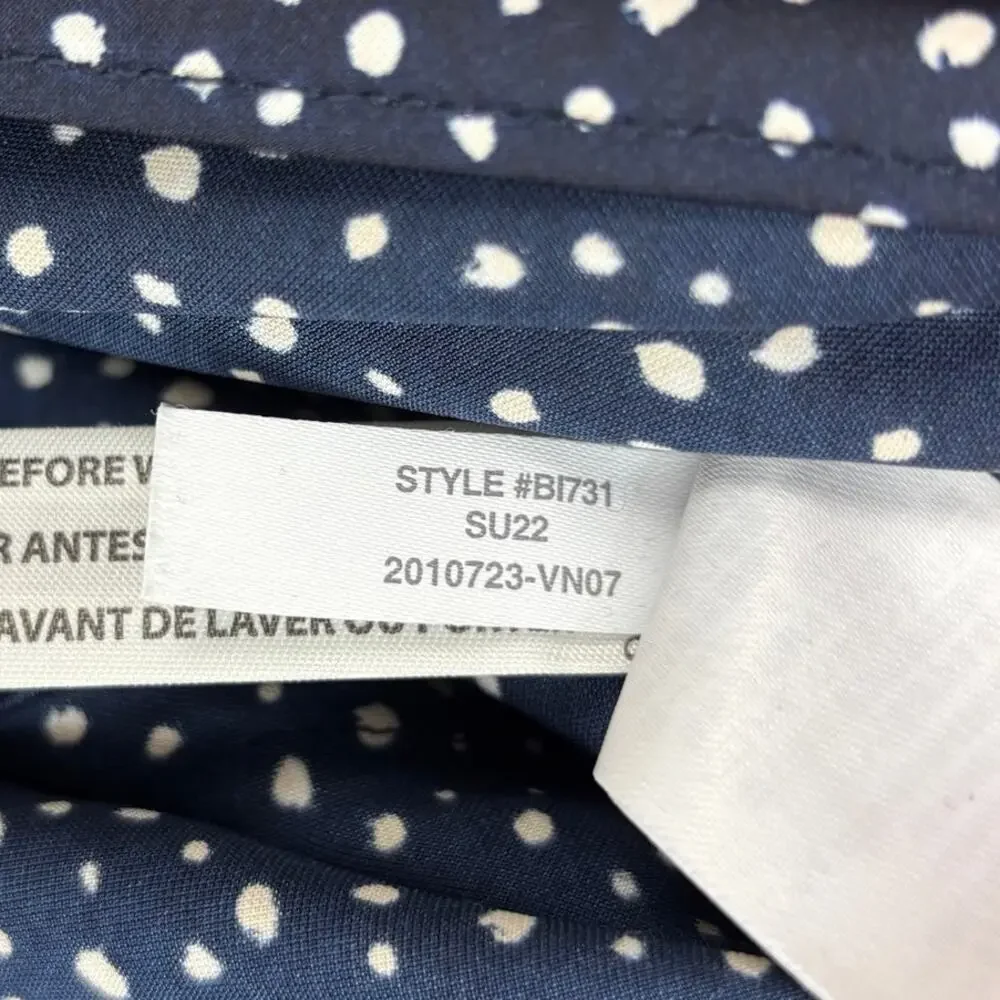 J. Crew Navy White Dot Satin Midi Skirt XL style BI731 pull on